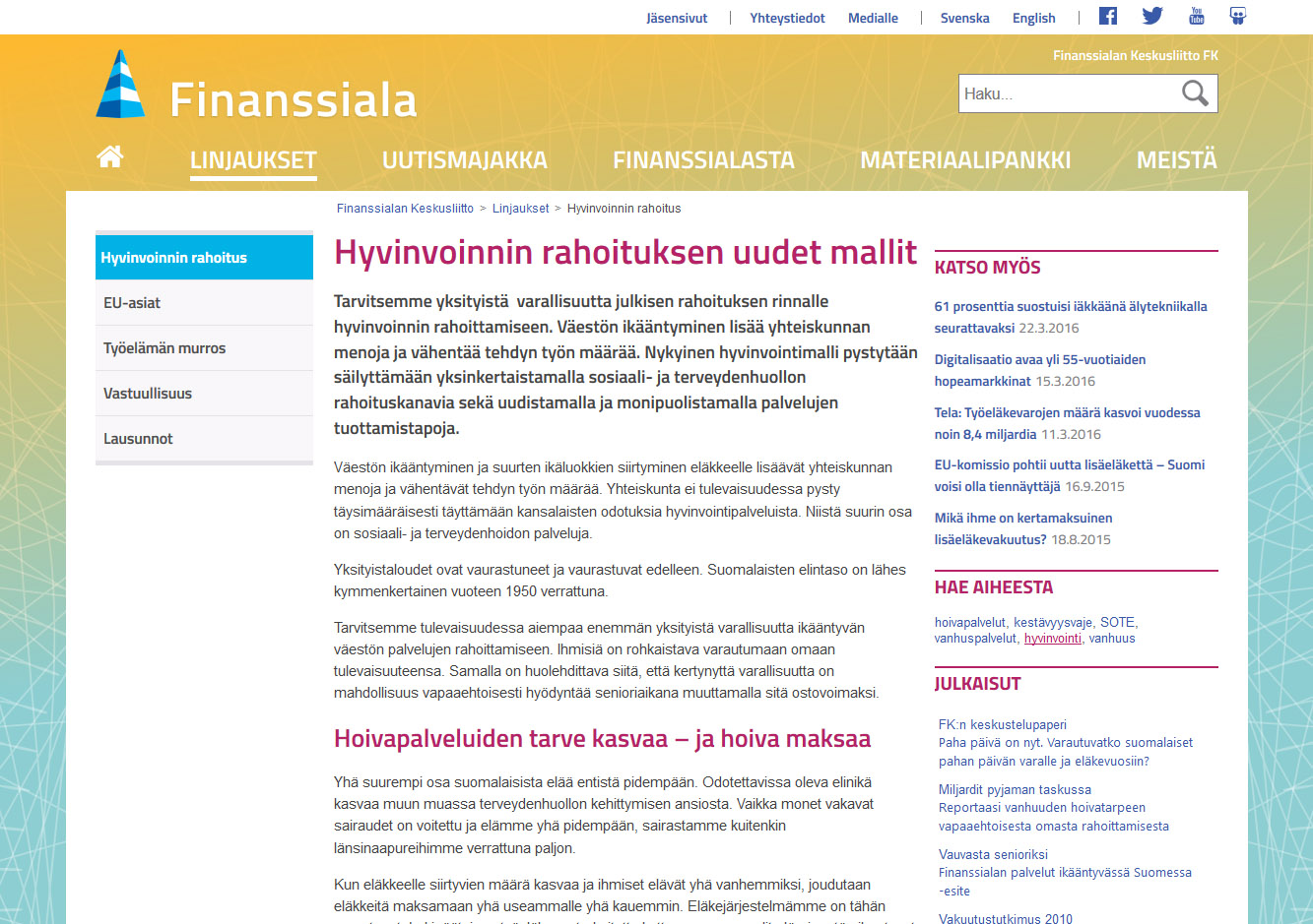 Case: Finanssiala.fi, Hyvinvointi